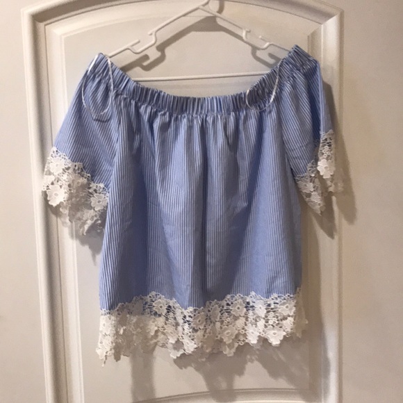 kontrol Tops - Kontrol  lace off shoulder crop top size XL